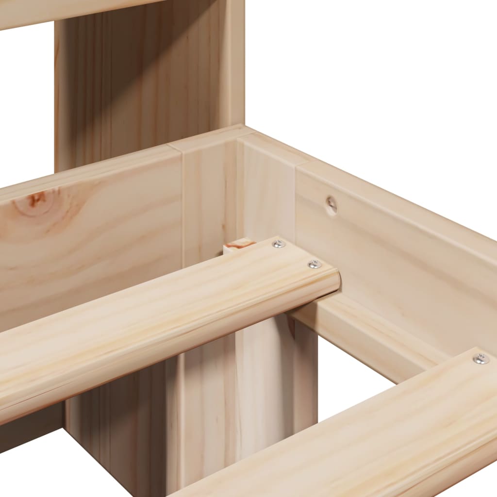 Letto Libreria senza Materasso 140x190 cm in Legno di Pino - homemem39