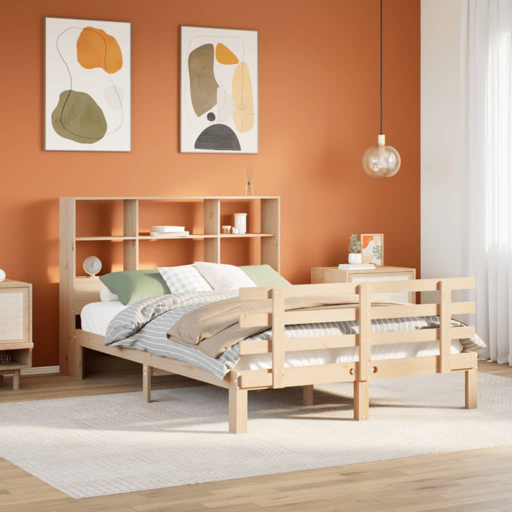 Letto Libreria senza Materasso 140x190 cm in Legno di Pino - homemem39