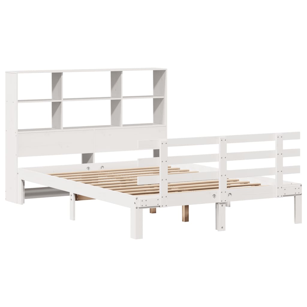 Letto Libreria senza Materasso Bianco 140x190 cm Legno di Pino - homemem39