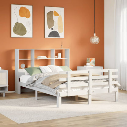 Letto Libreria senza Materasso Bianco 140x190 cm Legno di Pino - homemem39