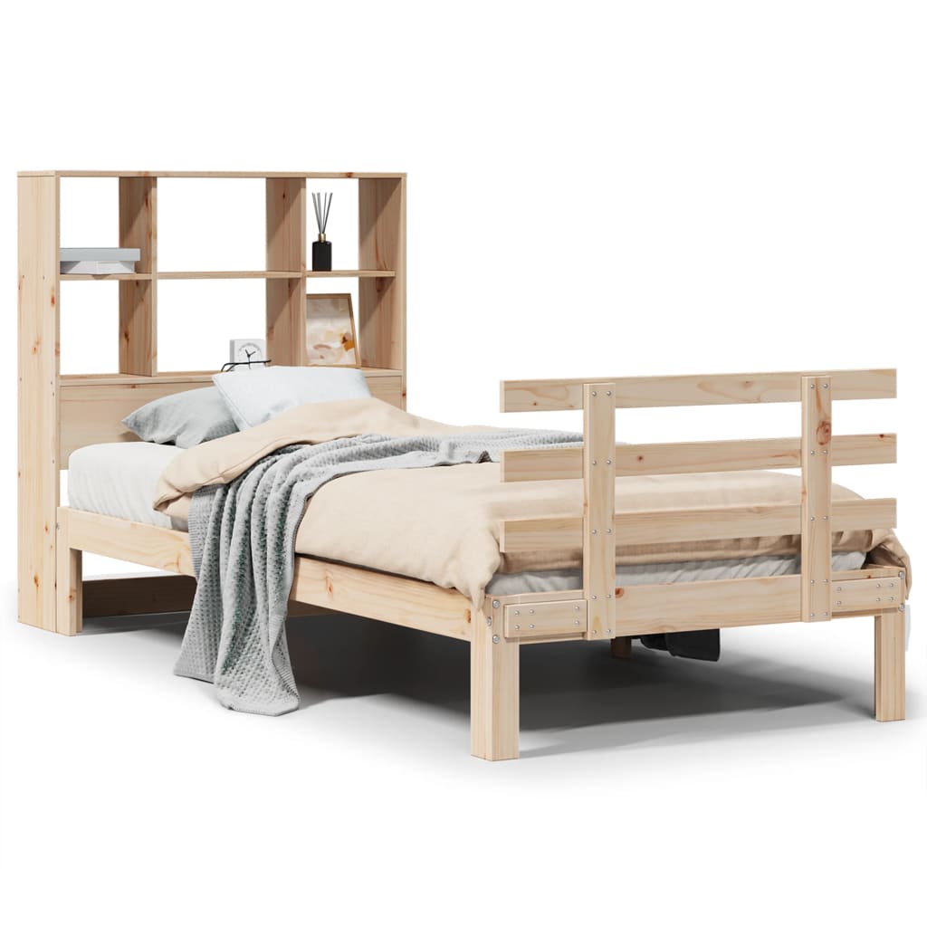 Letto Libreria senza Materasso 90x200 cm Legno Massello Pino - homemem39