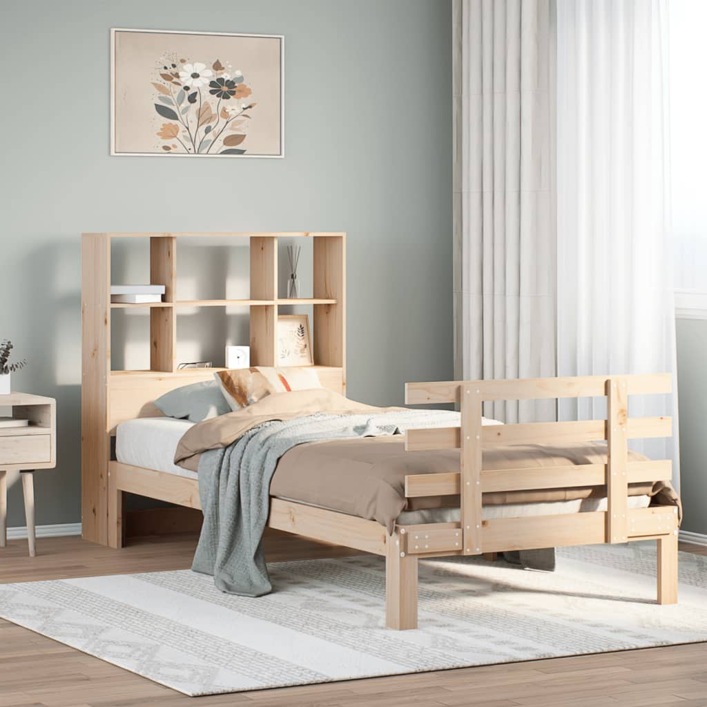 Letto Libreria senza Materasso 90x200 cm Legno Massello Pino - homemem39