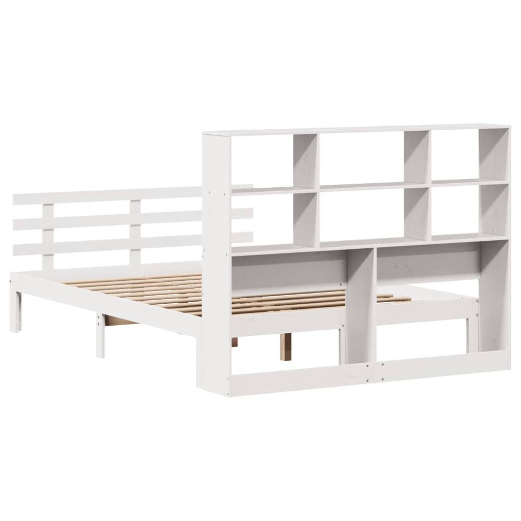 Letto Libreria senza Materasso Bianco 160x200 cm Legno di Pino - homemem39