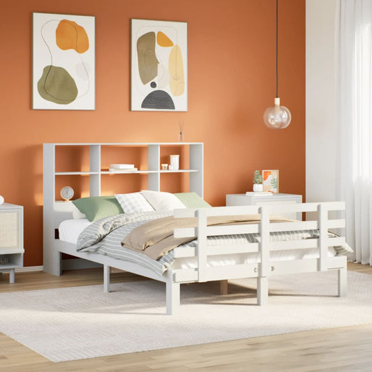Letto Libreria senza Materasso Bianco 160x200 cm Legno di Pino - homemem39