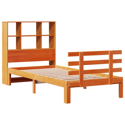 Letto Libreria senza Materasso Marrone Cera 75x190 cm in Pino - homemem39