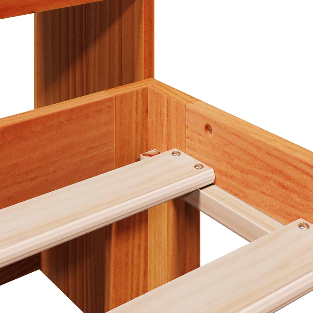 Letto Libreria senza Materasso Marrone Cera 150x200 cm in Pino - homemem39