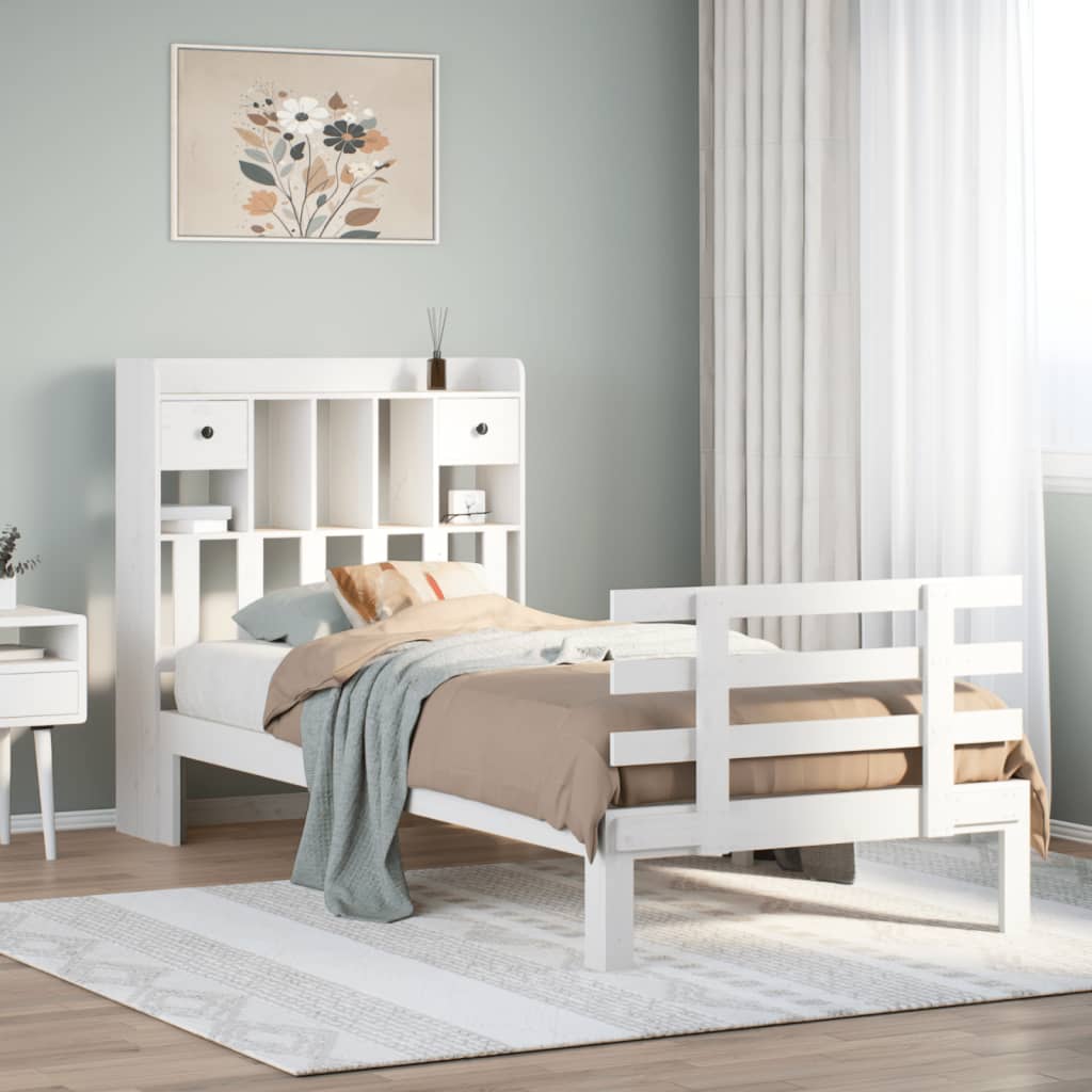 Letto con Libreria senza Materasso 75x190 cm in Legno Pino - homemem39