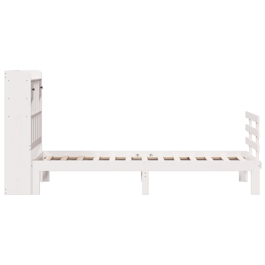 Letto Libreria senza Materasso Bianco 90x190 cm Massello Pino - homemem39