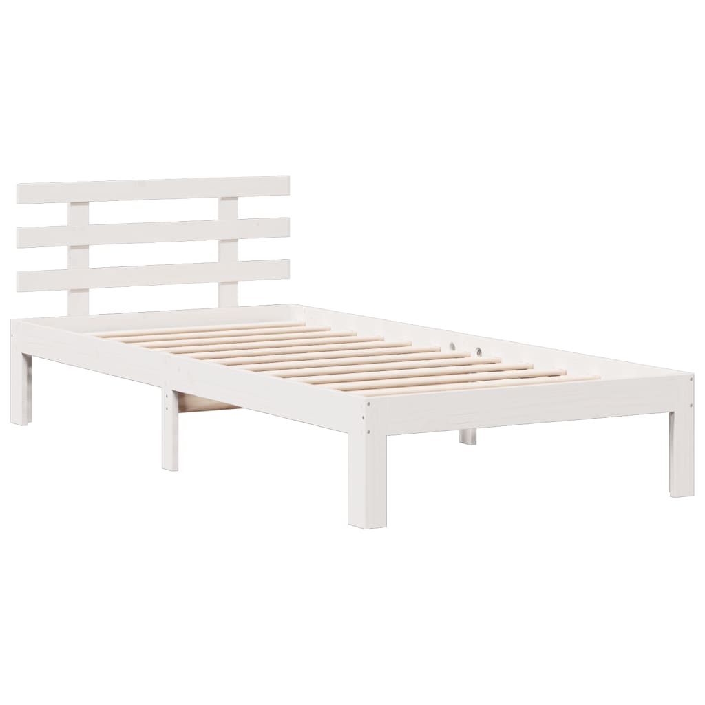 Letto Libreria senza Materasso Bianco 90x190 cm Massello Pino - homemem39