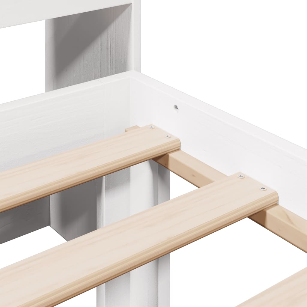 Letto Libreria senza Materasso Bianco 90x190 cm Massello Pino - homemem39