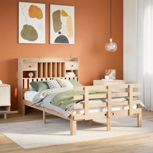 Letto Libreria senza Materasso 135x190 cm in Legno di Pino - homemem39