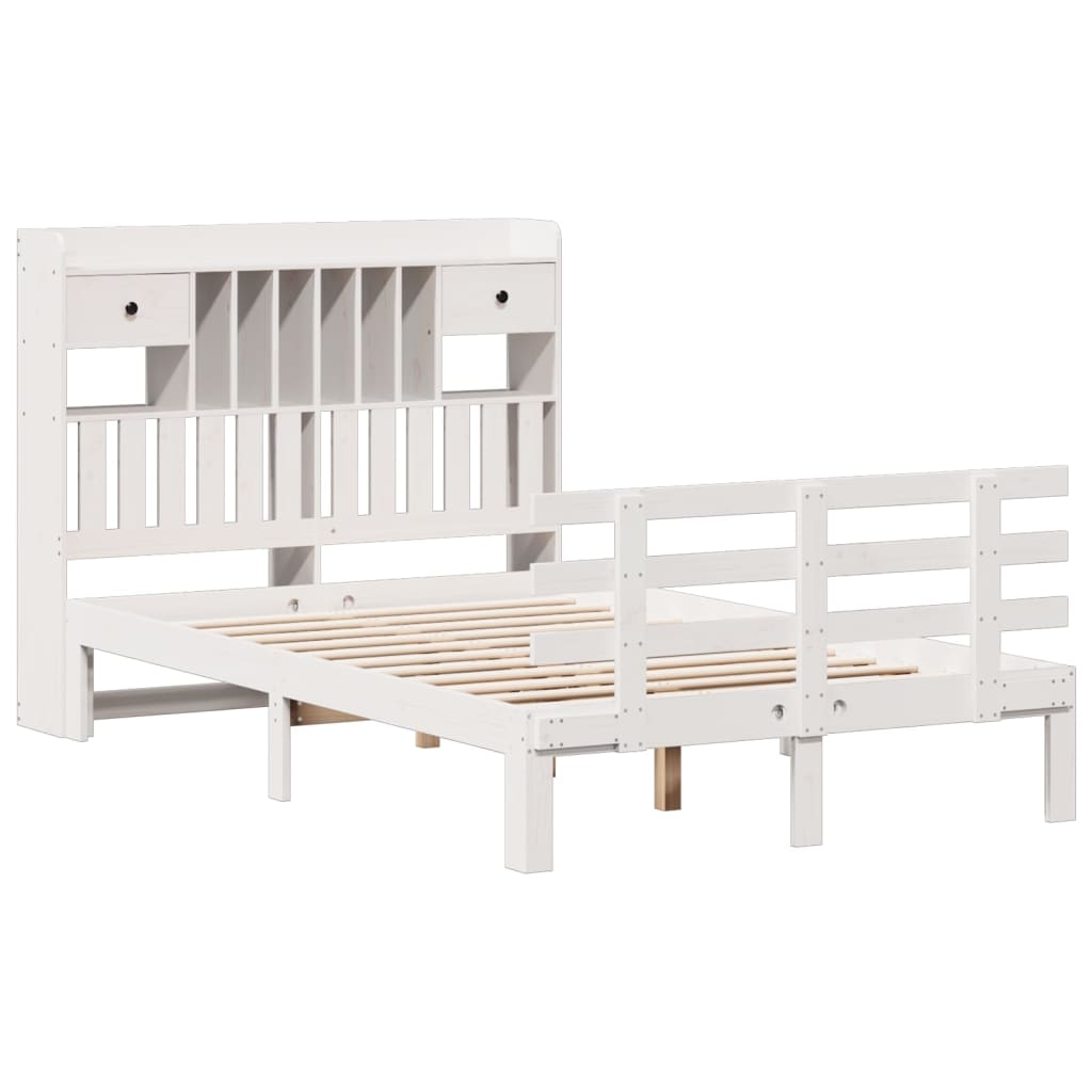 Letto Libreria senza Materasso Bianco 135x190 cm Legno di Pino - homemem39
