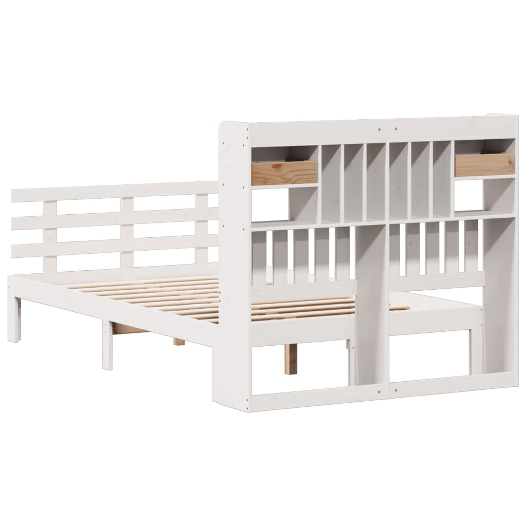 Letto Libreria senza Materasso Bianco 135x190 cm Legno di Pino - homemem39
