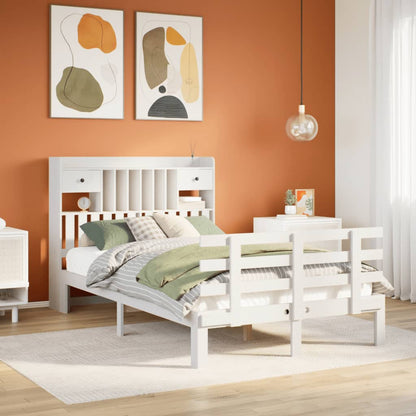 Letto Libreria senza Materasso Bianco 135x190 cm Legno di Pino - homemem39