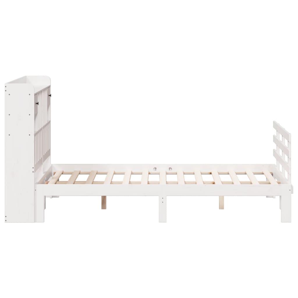 Letto Libreria senza Materasso Bianco 140x190 cm Legno di Pino - homemem39