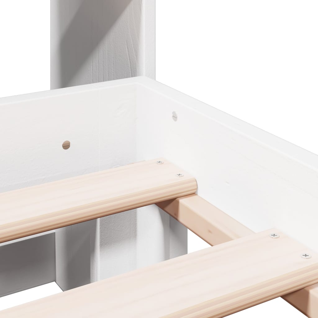 Letto Libreria senza Materasso Bianco 140x190 cm Legno di Pino - homemem39