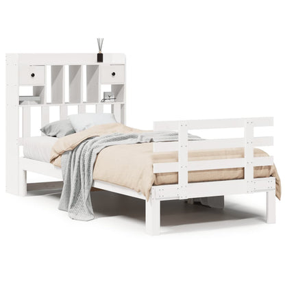 Letto Libreria senza Materasso Bianca 90x200 cm Legno di Pino - homemem39