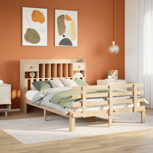 Letto Libreria senza Materasso 160x200 cm in Legno di Pino - homemem39