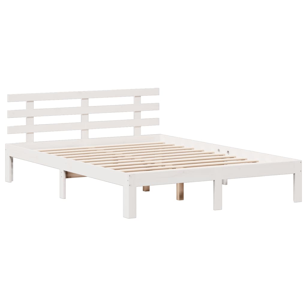 Letto Libreria senza Materasso Bianco 160x200 cm Legno di Pino - homemem39