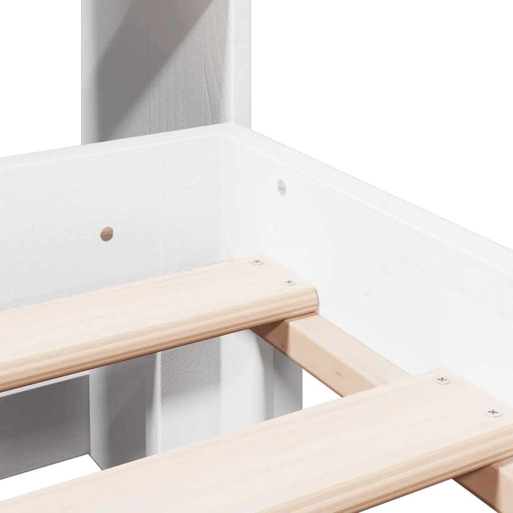 Letto Libreria senza Materasso Bianco 160x200 cm Legno di Pino - homemem39