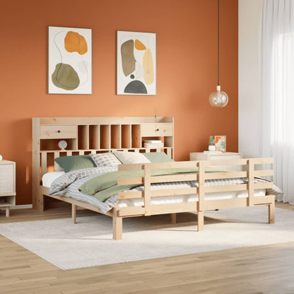 Letto Libreria senza Materasso 180x200 cm in Legno di Pino - homemem39