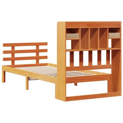 Letto Libreria senza Materasso Marrone Cera 75x190 cm in Pino - homemem39