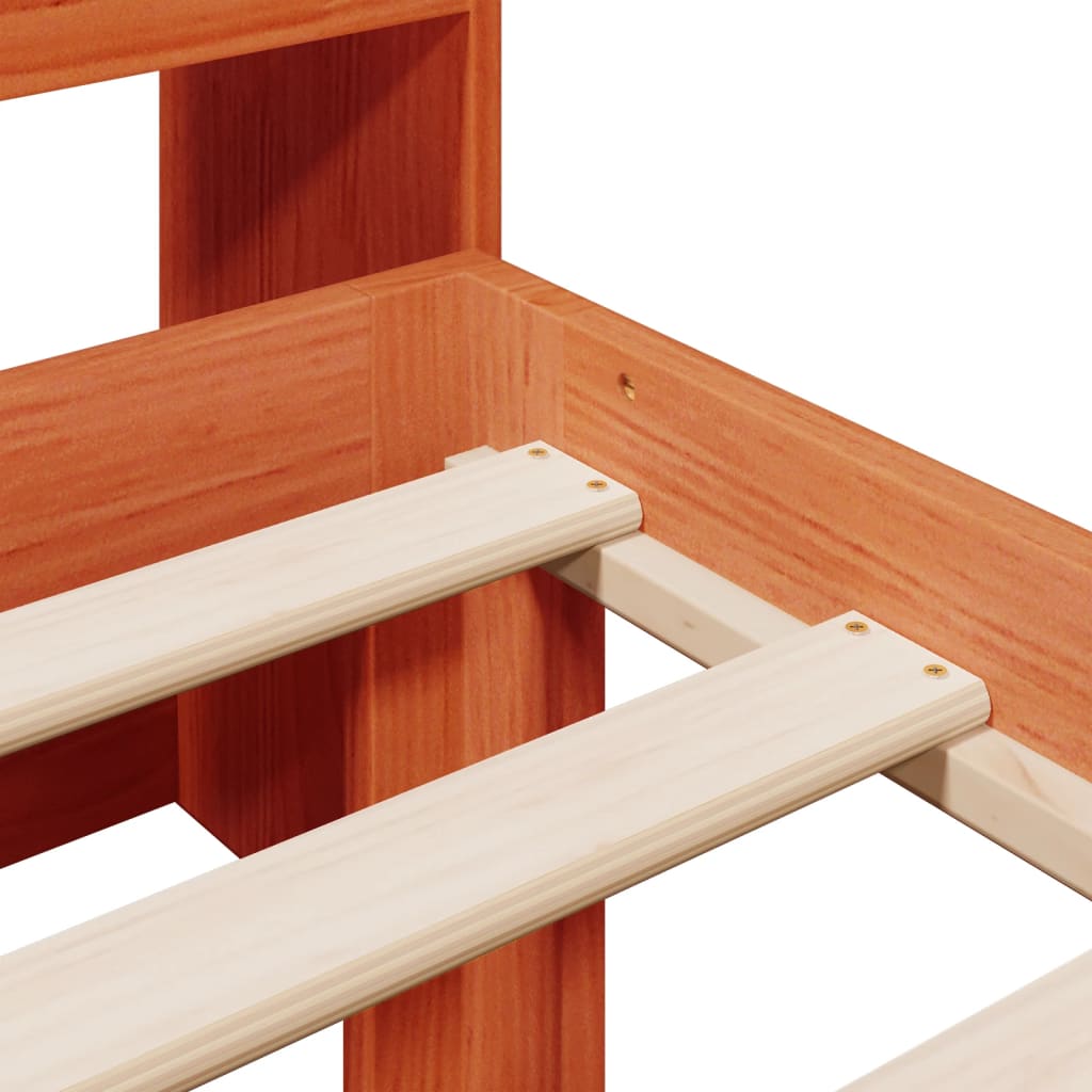 Letto Libreria senza Materasso Marrone Cera 75x190 cm in Pino - homemem39