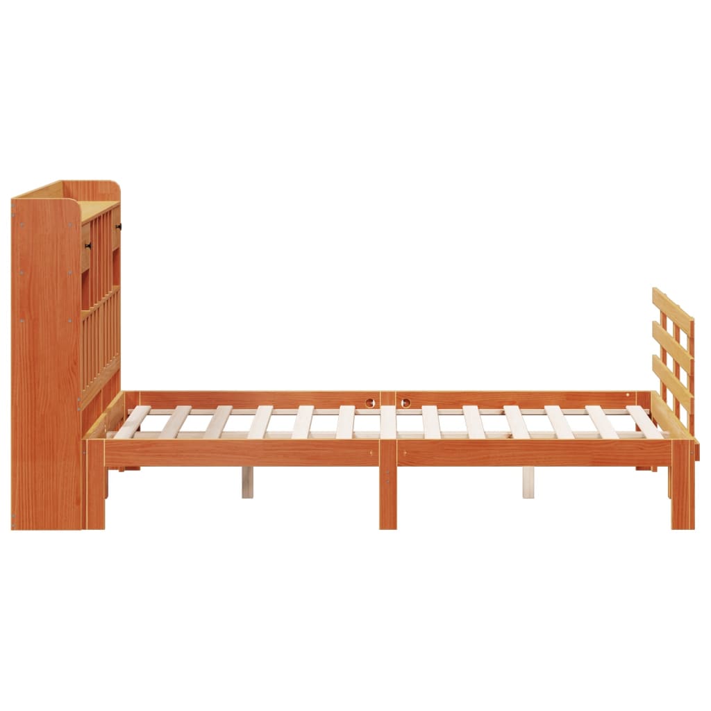 Letto Libreria senza Materasso Marrone Cera 140x190 cm in Pino - homemem39