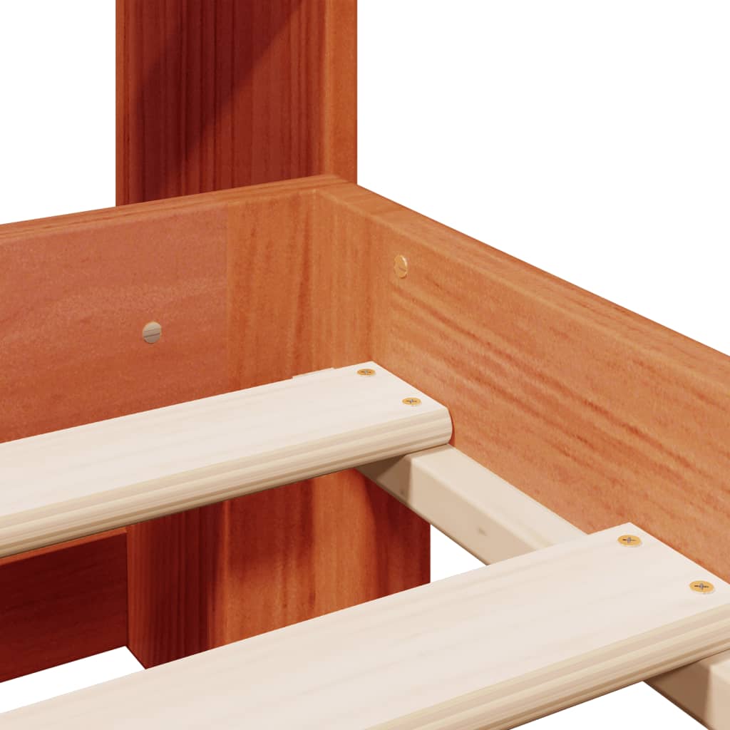 Letto Libreria senza Materasso Marrone Cera 150x200 cm in Pino - homemem39