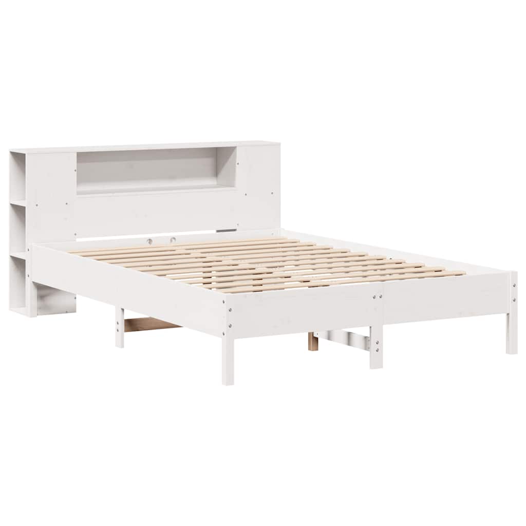 Letto Libreria senza Materasso Bianco 140x190 cm Legno di Pino - homemem39