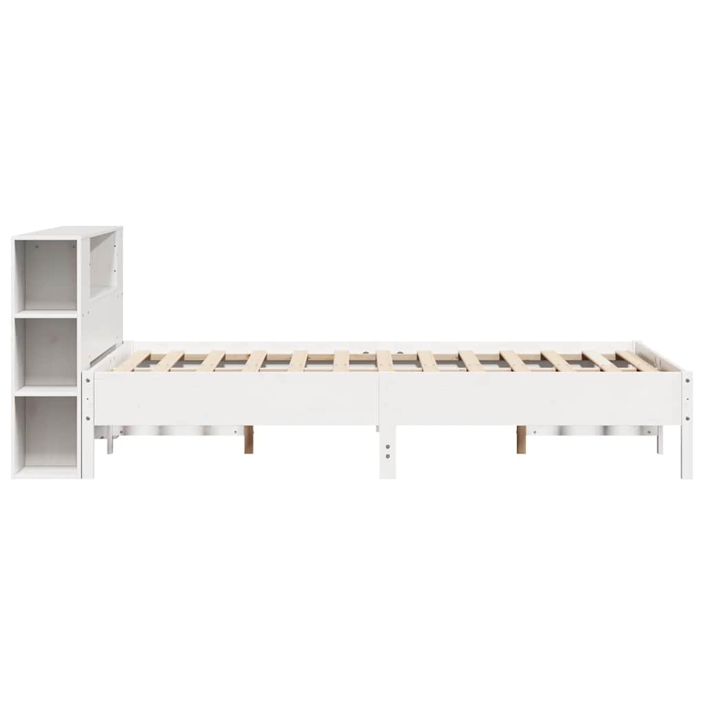 Letto Libreria senza Materasso Bianco 140x190 cm Legno di Pino - homemem39