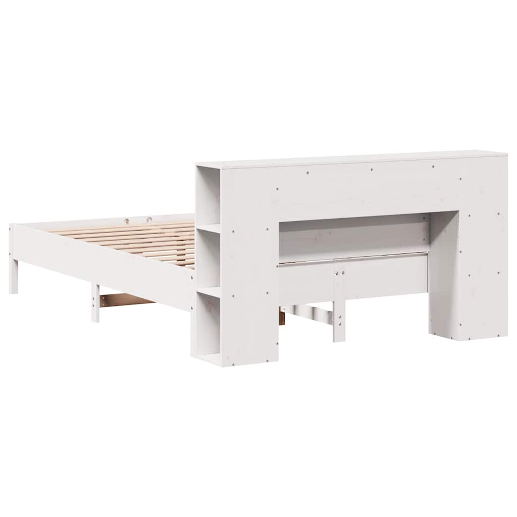 Letto Libreria senza Materasso Bianco 135x190 cm Legno di Pino - homemem39