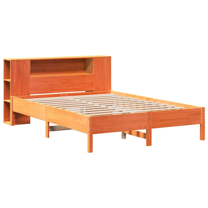 Letto Libreria senza Materasso Marrone Cera 135x190 cm in Pino