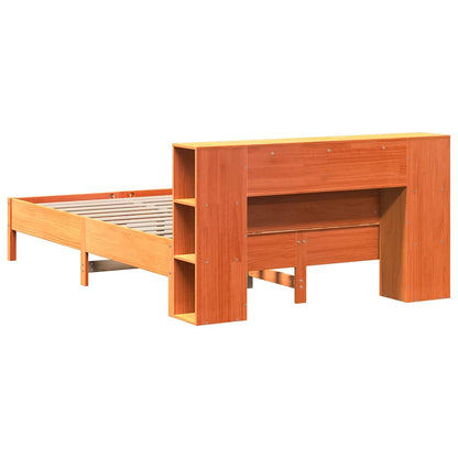 Letto Libreria senza Materasso Marrone Cera 135x190 cm in Pino | homemem39