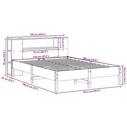 Letto Libreria senza Materasso 120x190 cm in Legno di Pino