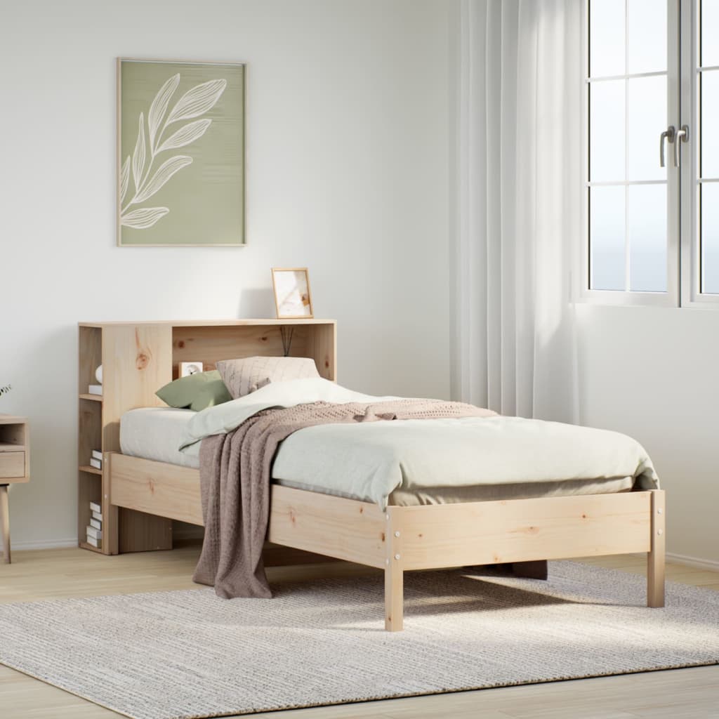 Letto Libreria senza Materasso 100x200 cm in Legno di Pino - homemem39