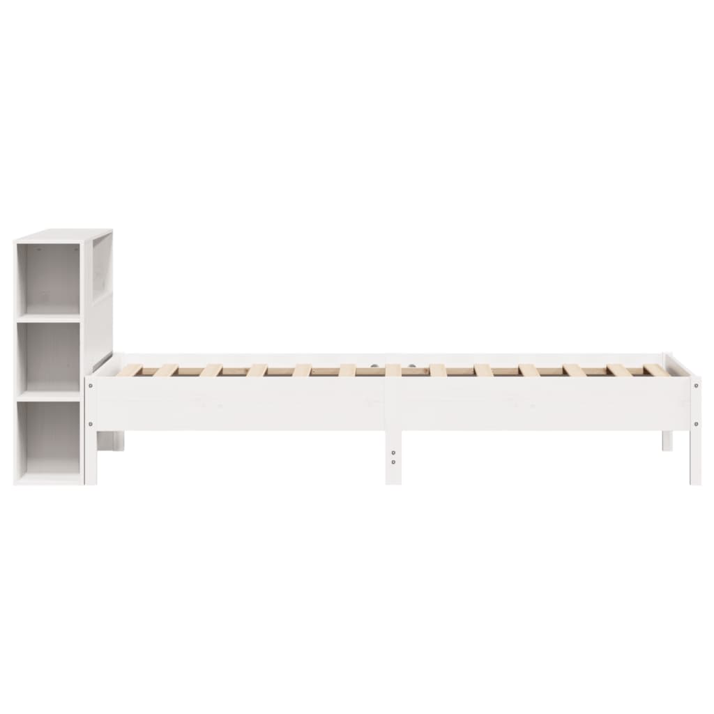 Letto Libreria senza Materasso Bianco 100x200 cm Legno di Pino