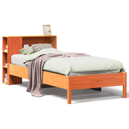 Letto Libreria senza Materasso Marrone Cera 100x200 cm in Pino | homemem39