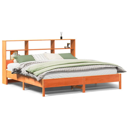 Letto Libreria senza Materasso Marrone Cera 180x200 cm in Pino | homemem39