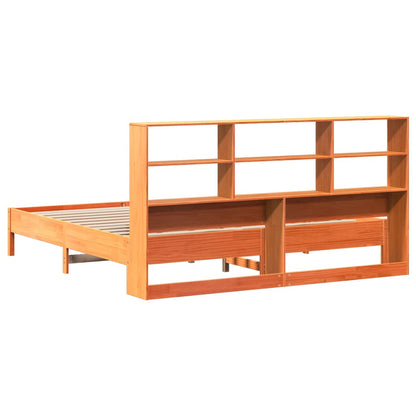 Letto Libreria senza Materasso Marrone Cera 180x200 cm in Pino | homemem39