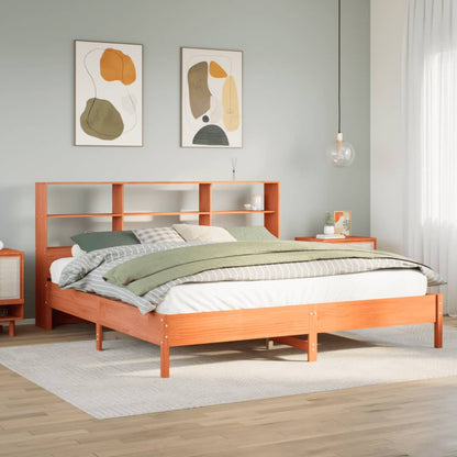 Letto Libreria senza Materasso Marrone Cera 180x200 cm in Pino | homemem39