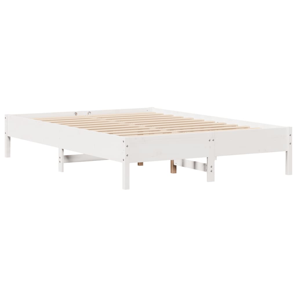 Letto Libreria senza Materasso Bianco 160x200 cm Legno di Pino | homemem39