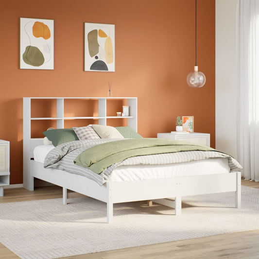 Letto Libreria senza Materasso Bianco 160x200 cm Legno di Pino | homemem39