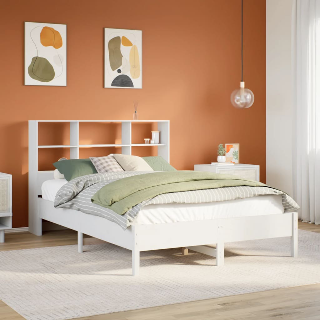 Letto Libreria senza Materasso Bianco 140x200 cm Legno di Pino - homemem39