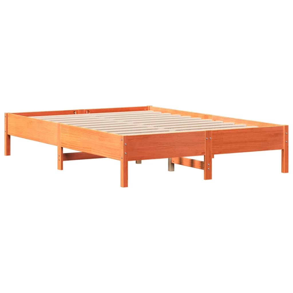 Letto Libreria senza Materasso Marrone Cera 140x200 cm in Pino - homemem39