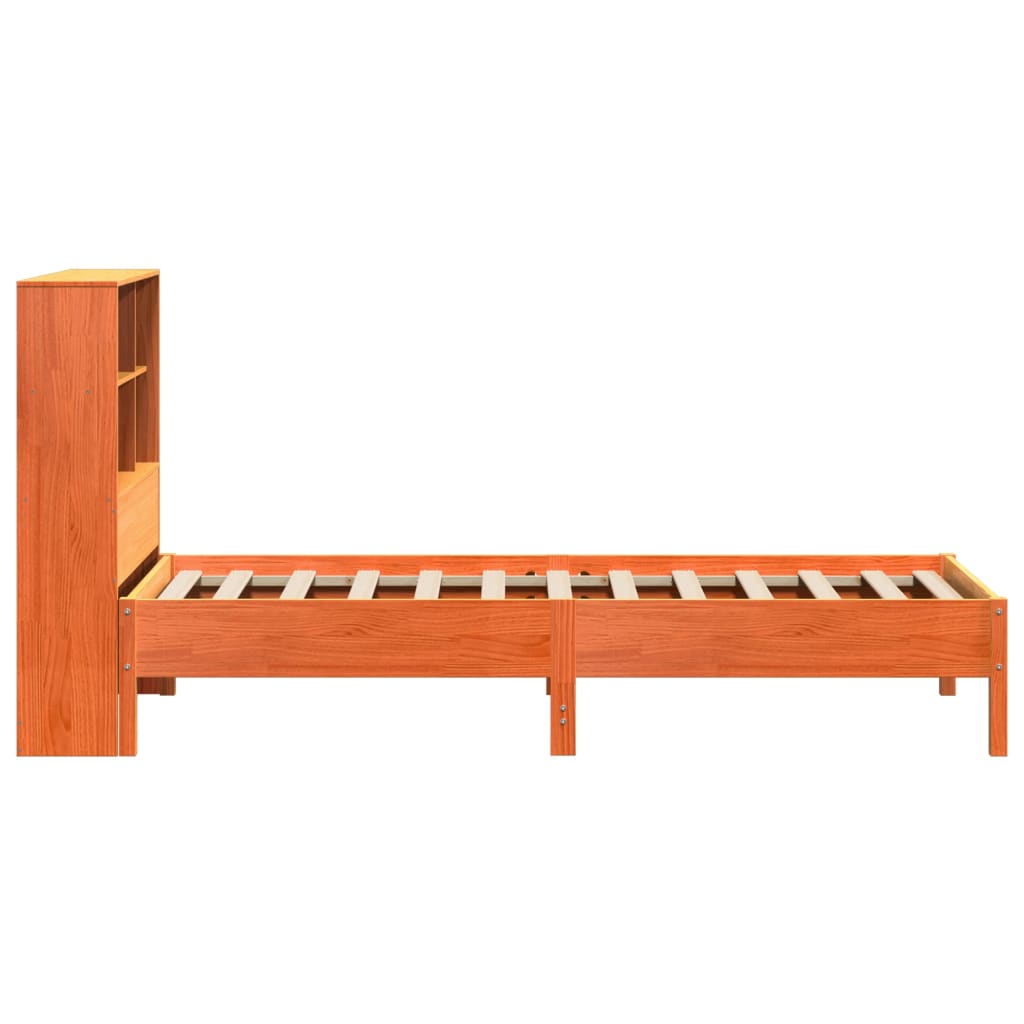 Letto Libreria senza Materasso Marrone Cera 100x200 cm in Pino