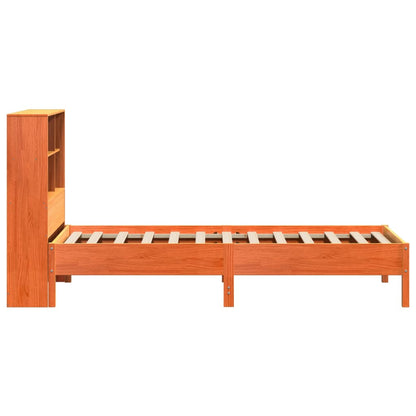 Letto Libreria senza Materasso Marrone Cera 100x200 cm in Pino