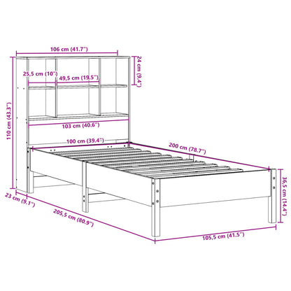Letto Libreria senza Materasso Marrone Cera 100x200 cm in Pino | homemem39