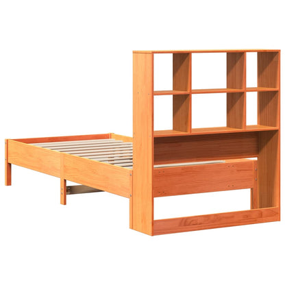 Letto Libreria senza Materasso Marrone Cera 90x200 cm in Pino