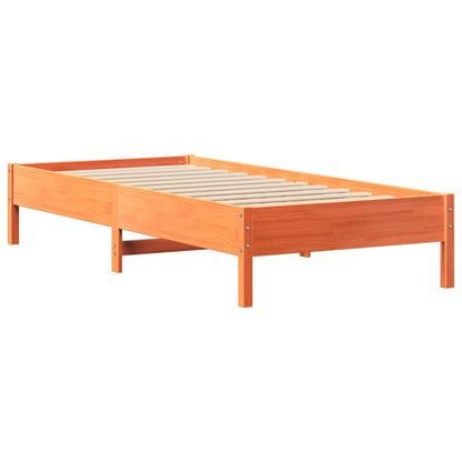 Letto Libreria senza Materasso Marrone Cera 90x200 cm in Pino